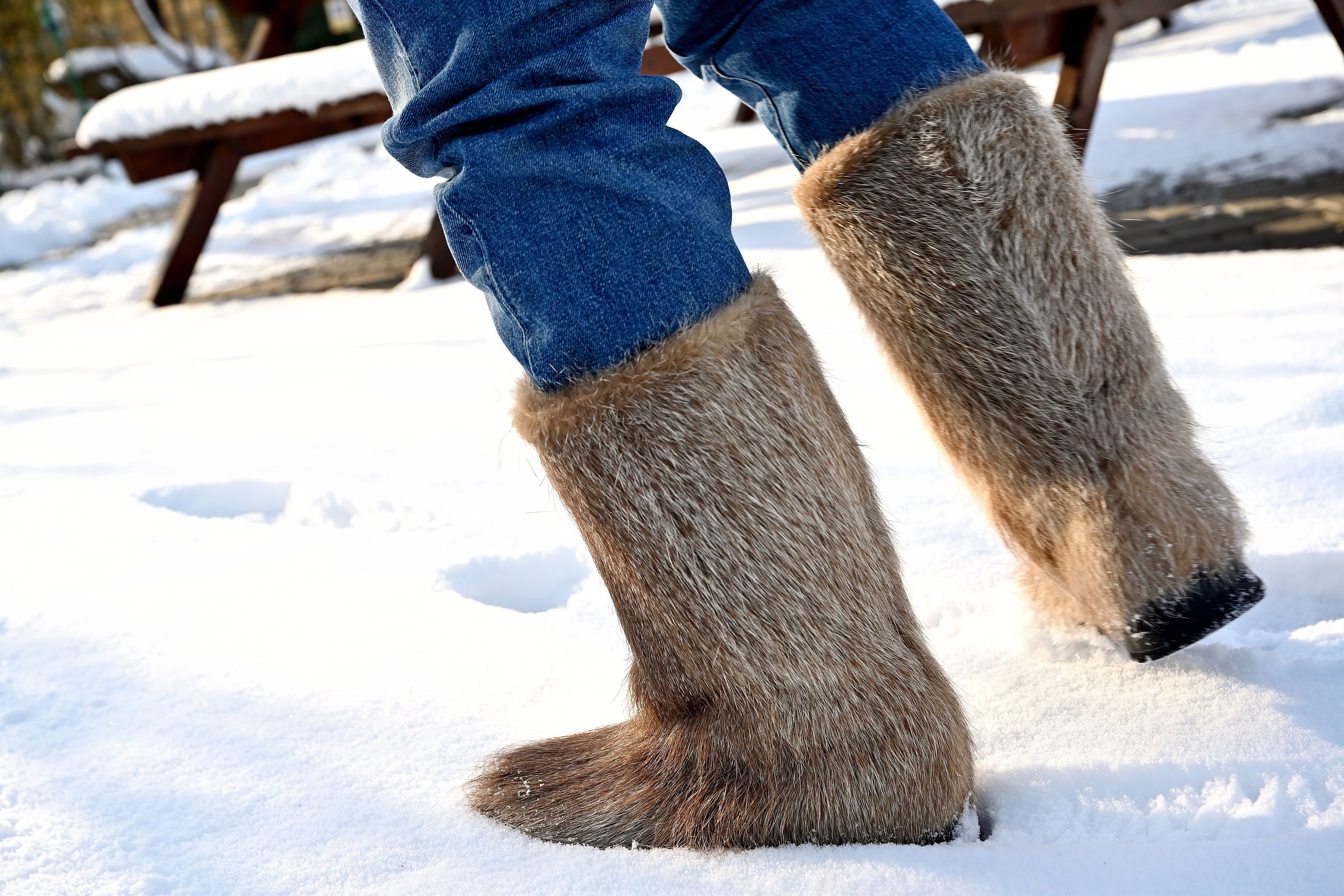 Mukluks van echt bont voor heren Lange vikingwinterlaarzen van