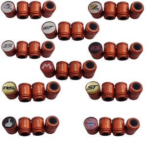 Sports Deluxe Wheel Valve Dust Caps. Non Stick Worlds biggest 9 colours all Cars Bikes 15mm 3D Domed Logo