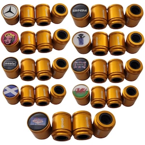 Sports Deluxe Wheel Valve Dust Caps. Non Stick Worlds biggest 9 colours all Cars Bikes 15mm 3D Domed Logo