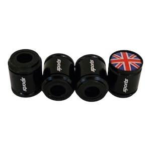 Union Jack Sports Deluxe Wheel Valve Dust Caps. Non Stick Worlds biggest 9 colours all Cars Bikes 15mm 3D Domed Logo Patriot