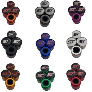 ST Sports Deluxe Wheel Valve Dust Caps. Non Stick Worlds biggest 9 colours all Cars Bikes 15mm 3D Domed Logo