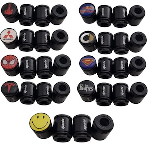 Sports Deluxe Wheel Valve Dust Caps. Non Stick Worlds biggest 9 colours all Cars Bikes 15mm 3D Domed Logo