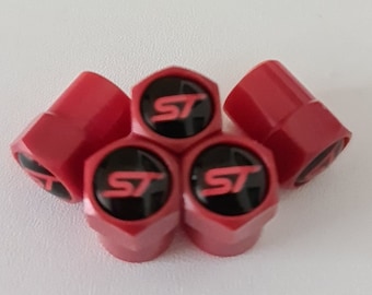Mini Carbon Fibre Dust Valve Caps – John Cooper Works Style – Anodised Red, 4-Pack