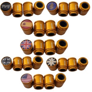 Sports Deluxe Wheel Valve Dust Caps. Non Stick Worlds biggest 9 colours all Cars Bikes 15mm 3D Domed Logo
