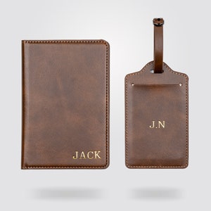 Personalized Premium Passport Holder & Luggage Tag (BROWN)