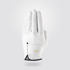 Guanto da golf in pelle Cabretta personalizzato di alta qualità bianco (UOMO) Il regalo perfetto per il golf