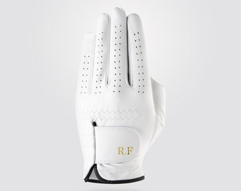 The Perfect Birthday Gift for Him - Premium Personalized Cabretta Leather Golf Glove (MEN) White