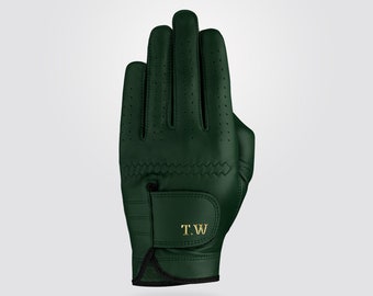 The Perfect Anniversary Gift for Him - Premium Personalized Cabretta Leather Golf Glove (MEN) Olive Green