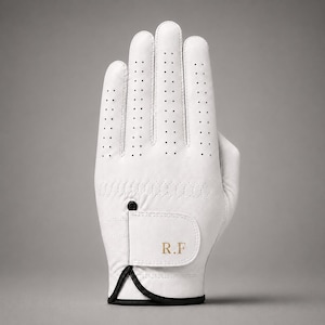 Weißer, personalisierter Premium-Golfhandschuh aus Cabretta-Leder (Herren) – Das perfekte Golfgeschenk