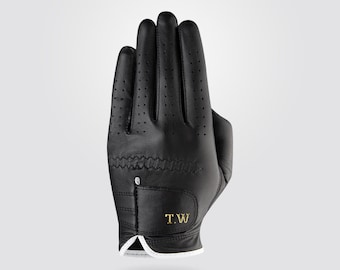 Schwarzer Premium personalisierter Cabretta Leder Golfhandschuh (MEN) Das perfekte Golf Geschenk