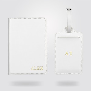 Personalized Premium Passport Holder & Luggage Tag (WHITE)
