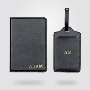 Personalized Premium Passport Holder & Luggage Tag (BLACK)