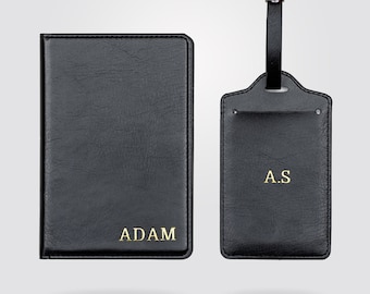 Personalized Premium Passport Holder & Luggage Tag (BLACK)