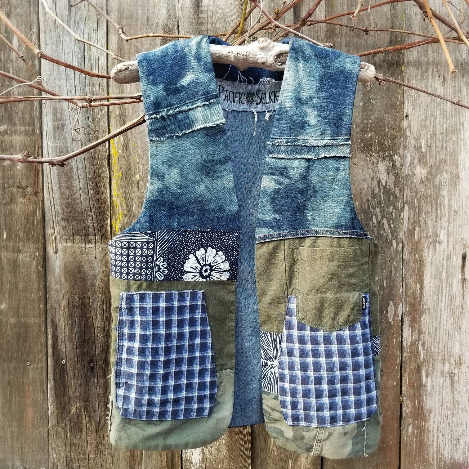 Handmade Batik Denim Camo Vest | Etsy