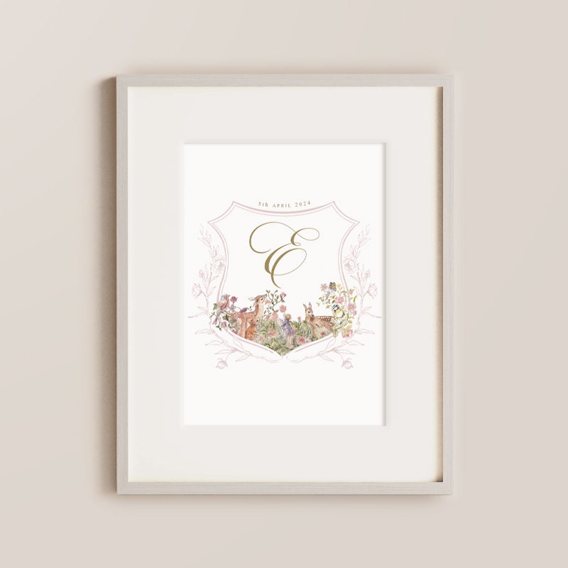 Whimsical Woodland Nursery Wall Art, Hand Drawn, Birth Gift, Baby Gift, Baby room Decoration, Personalised Gifts, Baby Boy/Baby Girl Gift