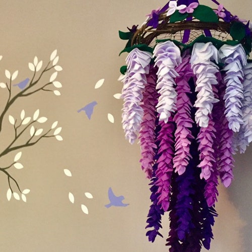 Pink Wisteria Baby Mobile Flower Mobile Baby Girl Mobile Pink Etsy