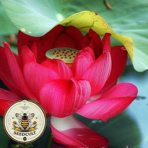 Red Sacred Lotus Bonsai Seeds,  Nelumbo Nucifera, For growing in Pond or Water Bowl NE8106