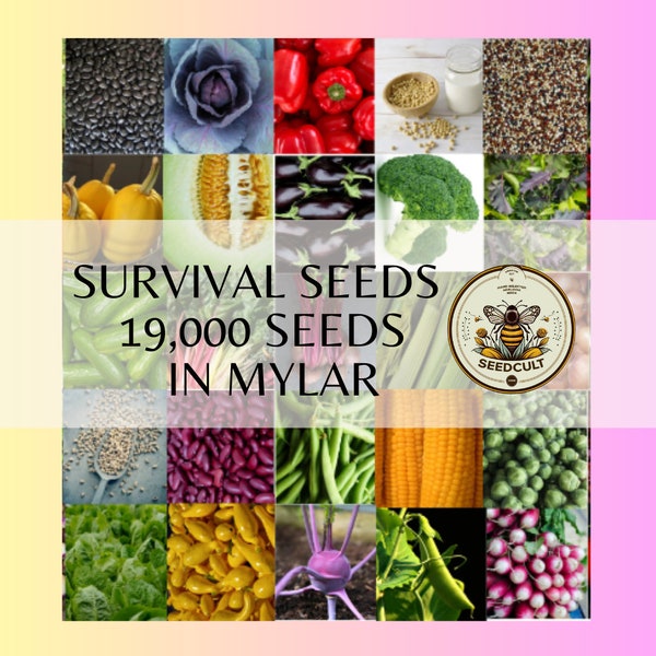 SURVIVAL SEED KIT 19,000 seeds in Resealable Mylar with Oxygen pack and Dwarf Moringa