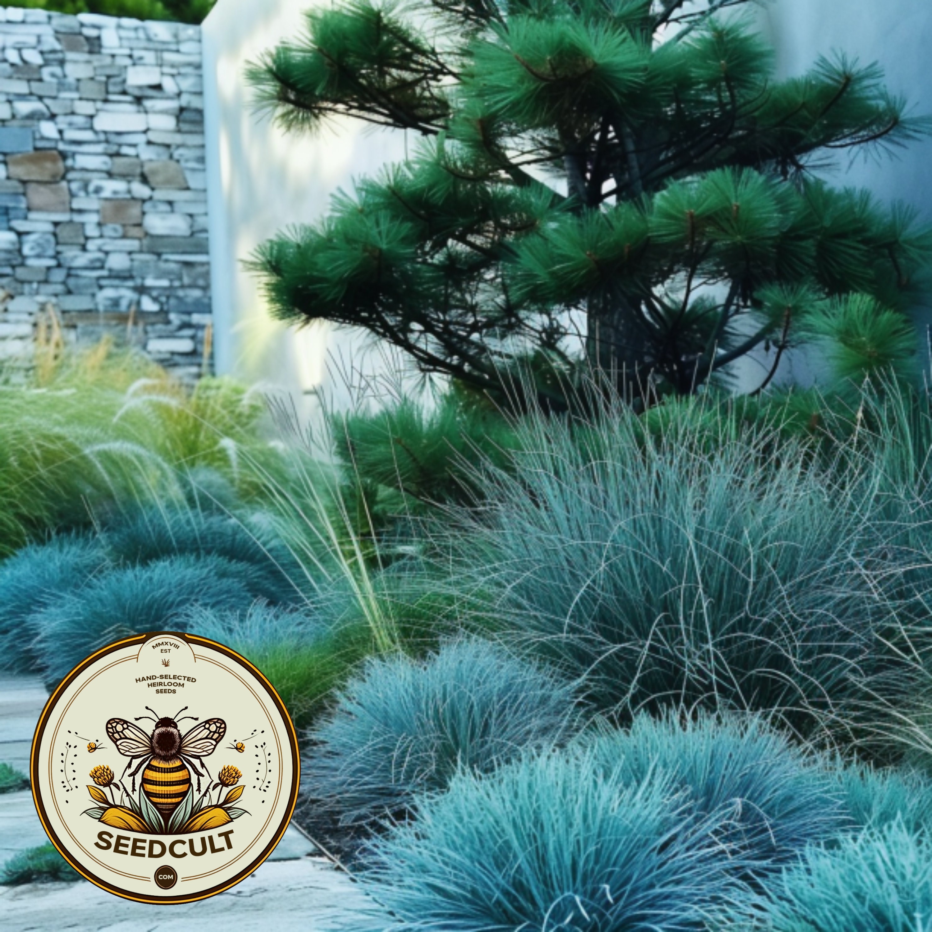100 Blue Fescue Ornamental Grass Seeds, Festuca Cinerea Glauca Varna, FE201C