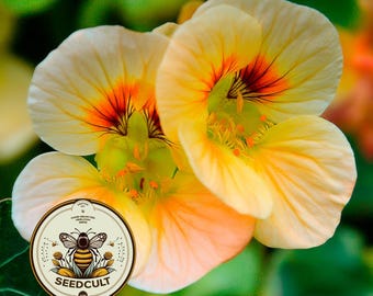 Peach Melba Nasturtium Seeds, Edible Flowers, Tropaeolum majus TR0825
