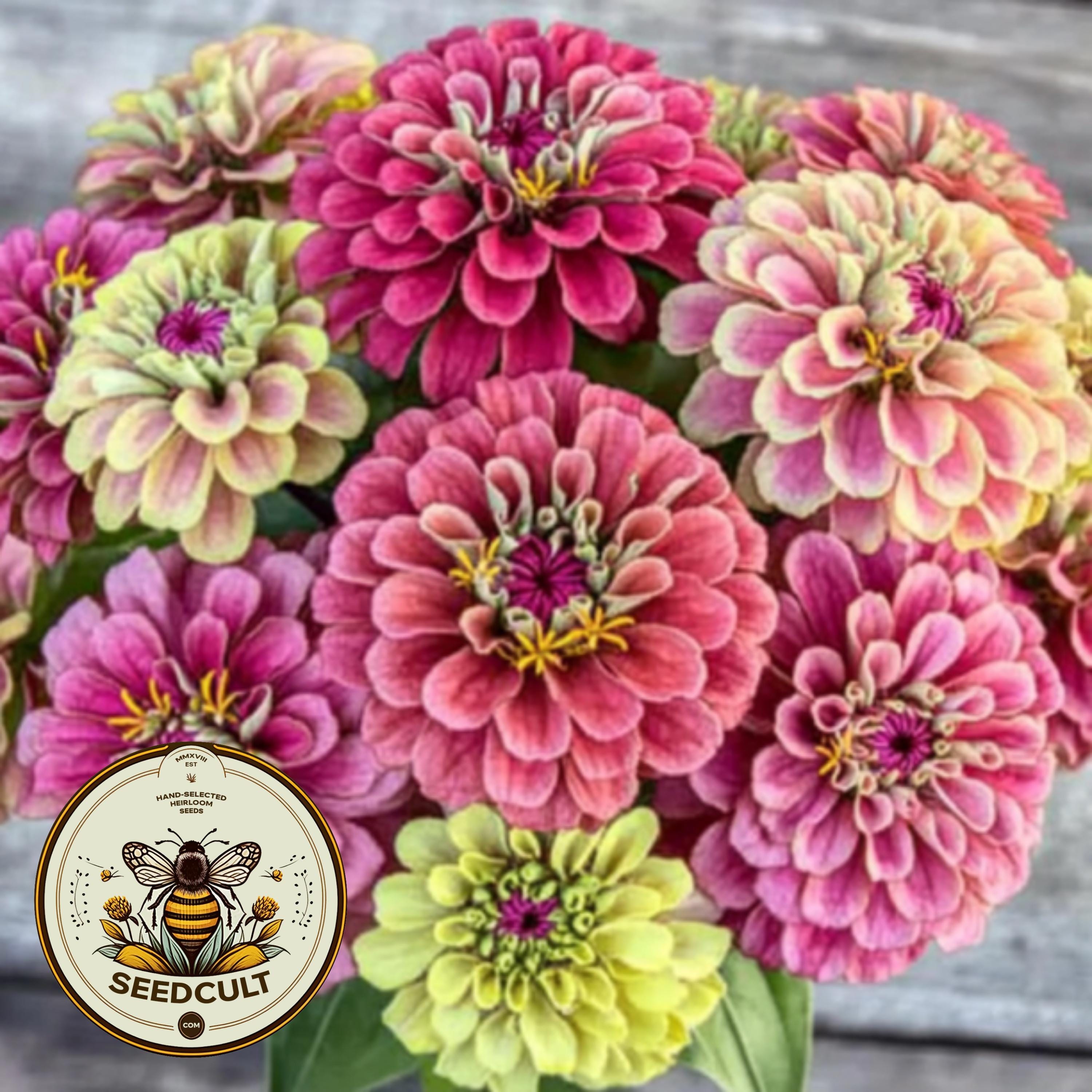 Queen Red Lime Zinnia Seeds, Zinnia Elegans, Queen Series ZE1010