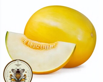 Golden Delicious Melon, Gold Skin, Cream Flesh Honeydew Melon Seeds, Cucumis Melo CU2120