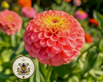 50 Apricot Rose Giant Zinnia Seeds, Largest Giant Zinnias, Zinnia Elegans, ZE2750