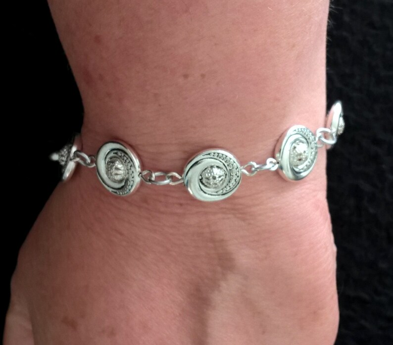 Filigree Bead Framed Bead Bracelet /& Earring Set