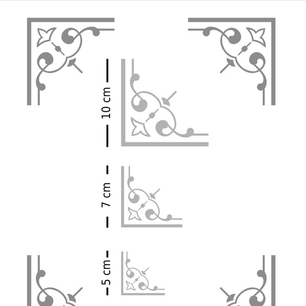 12 coins décoratifs SET autocollants en aluminium - différentes tailles