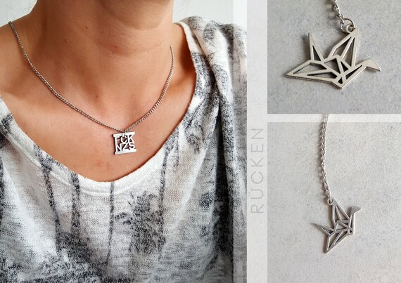 Kette Origami Kranich Fck Nzs Anhänger Silber