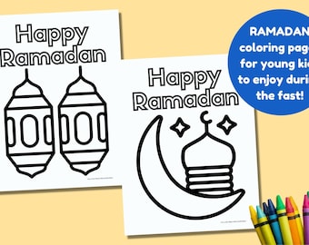 Ramadan Coloring Pages For Kids Set 2. Print and Color Activity Craft For Fasting Days. Party Favors, Playdates, School, Homeschool Use