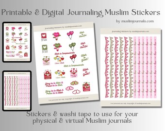 Love Allah Stickers, Muslim Journaling Stickers, Muslim Digital Stickers, Islamic Stickers, Muslim Printable Stickers, Quran Stickers