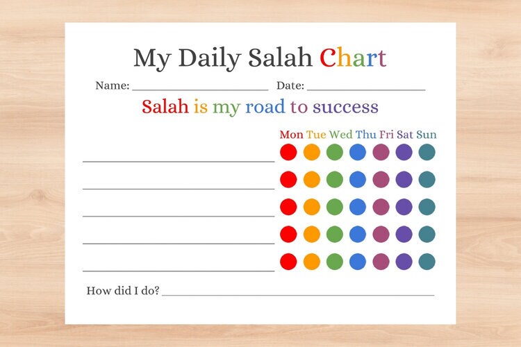 Printable Motivational Chart Sets for Kids for Salah, Chores, Duties in ...