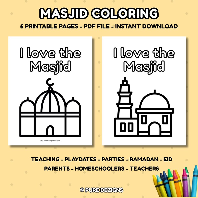 Masjid Coloring Pages for Kids (digital Download) - Etsy