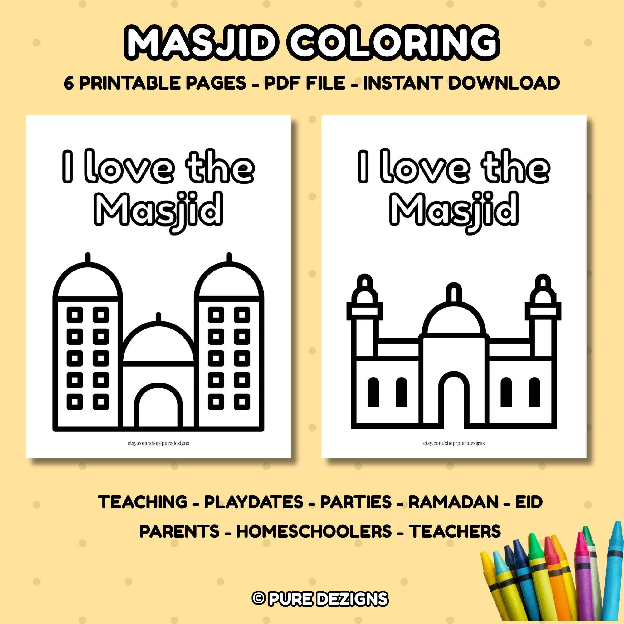 Masjid Coloring Pages for Kids (digital Download) - Etsy