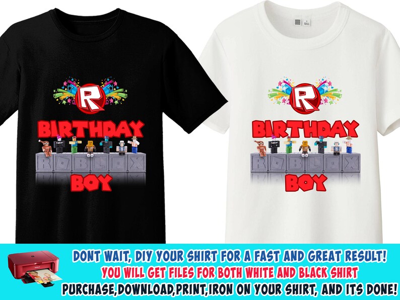 Boy Roblox Iron On Transfer Roblox Boy Birthday Shirt Diy Diy Roblox Transfer High Resolution Design Digital Files - 