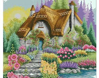 Cottage Garden Cross stitch PDF Pattern