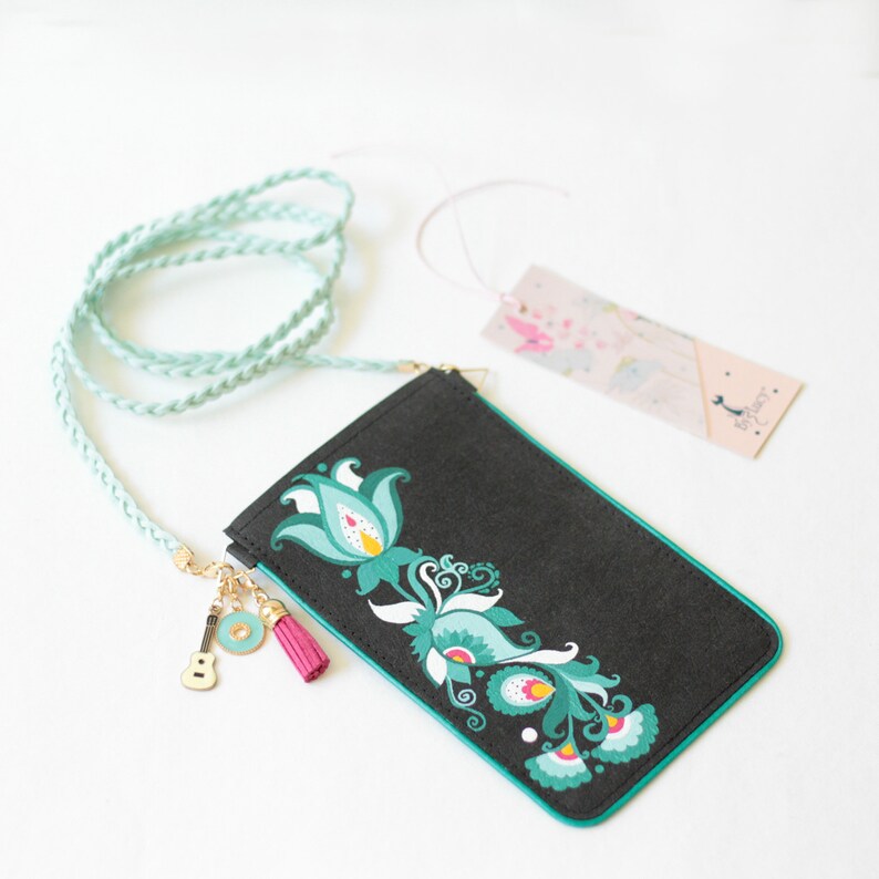 Painted iPhone case travel pouch Mini crossbody bag Handbag-Phone case-folk flowers small handbag-folklore