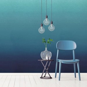 Blue ombre wallpaper, Sea wall mural ocean beach wallpaper, removable peel and stick