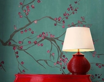 Chinoiserie Cherry Blossom Takeda Teal wallpaper mural