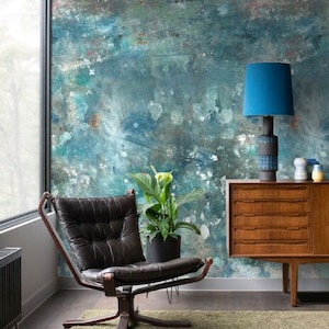 Watercolour blue abstract wallpaper, paste the wall mural, removable peel and stick