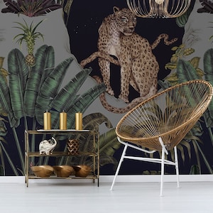 Tropical leopard wallpaper, jungle wallpaper, paste the wall removable peel and stick wallpaper