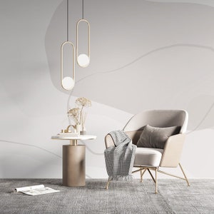 Grey & white funky abstract wallpaper mural, paste the wall, removable peel and stick
