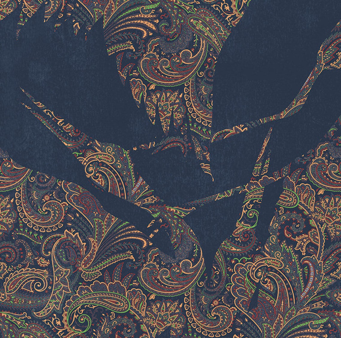 Beautiful Blue Heron Bird Wallpaper Luxury Paisley Removable - Etsy