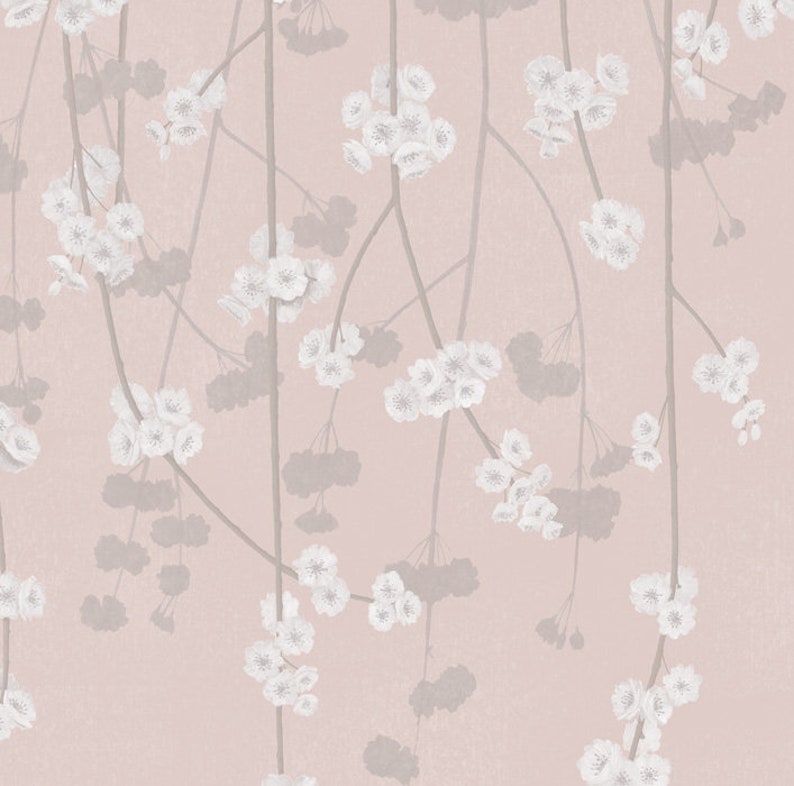 Cherry Blossom Wallpaper, Pink Chinoiserie Wallpaper, Floral Peel and ...