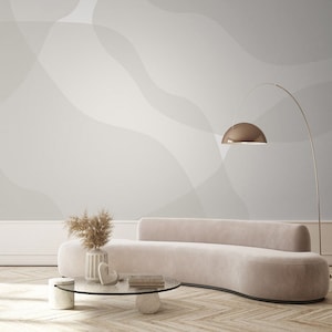 Cream abstract shapes wallpaper mural, paste the wall, removable peel and stick