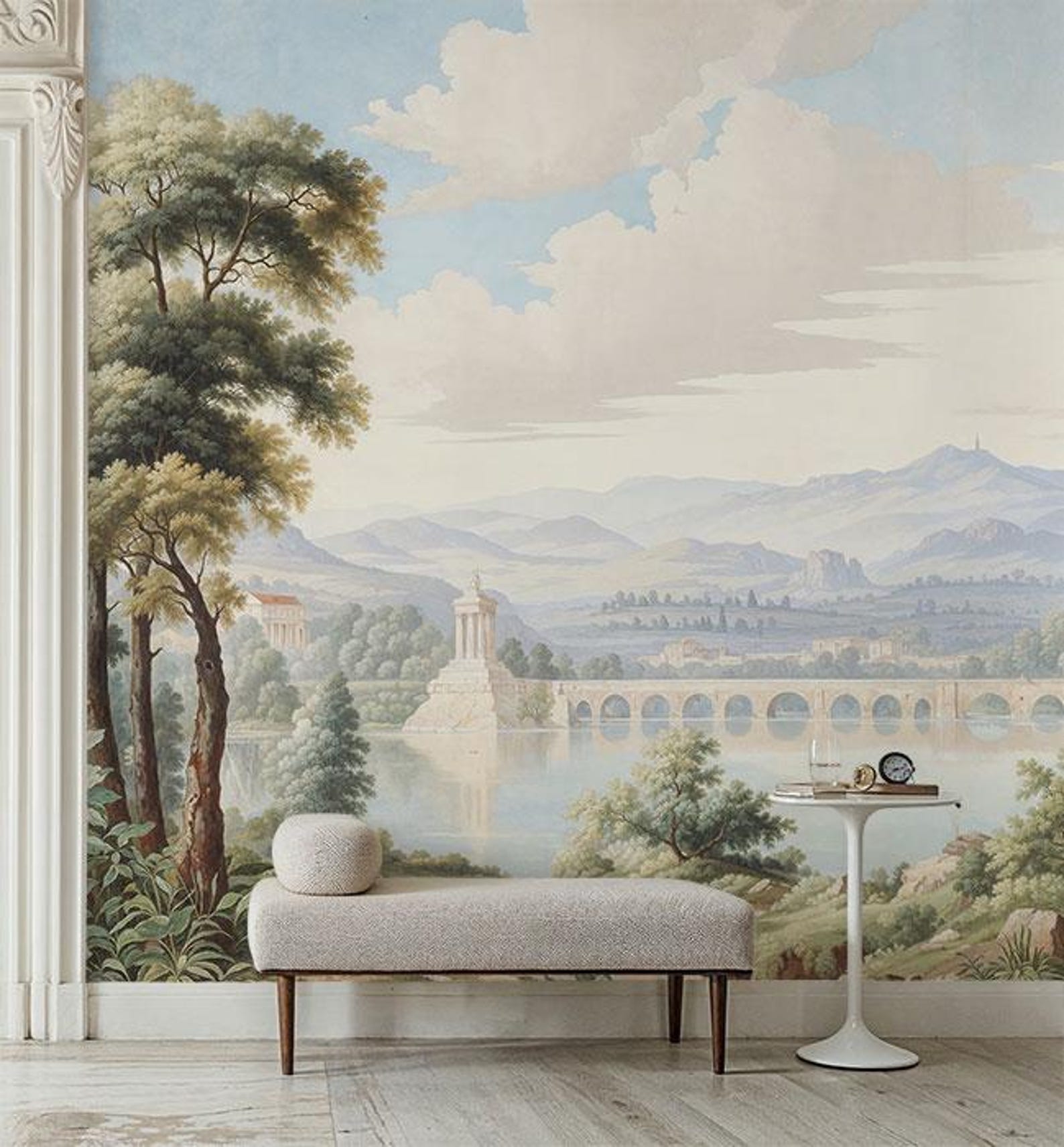 Vintage Scenic Wallpaper Wall Mural – Apuila Classical Landscape Design ...