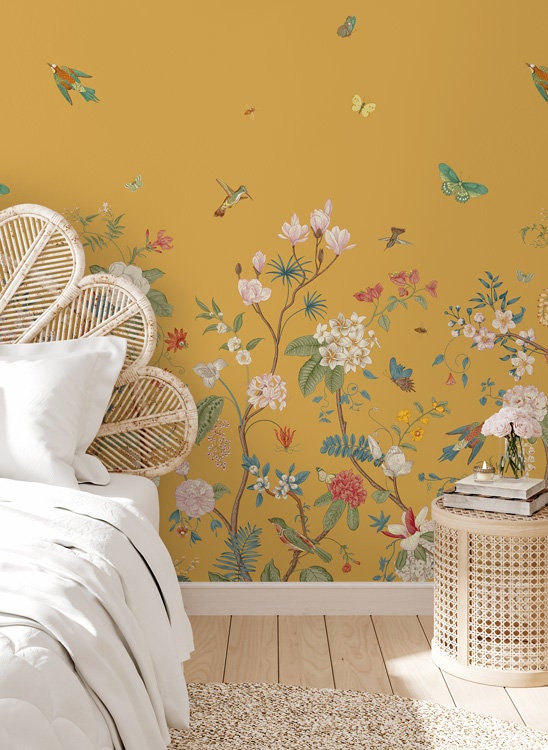 Superfresco Easy Aura Yellow Floral Wallpaper  10m  Wickescouk