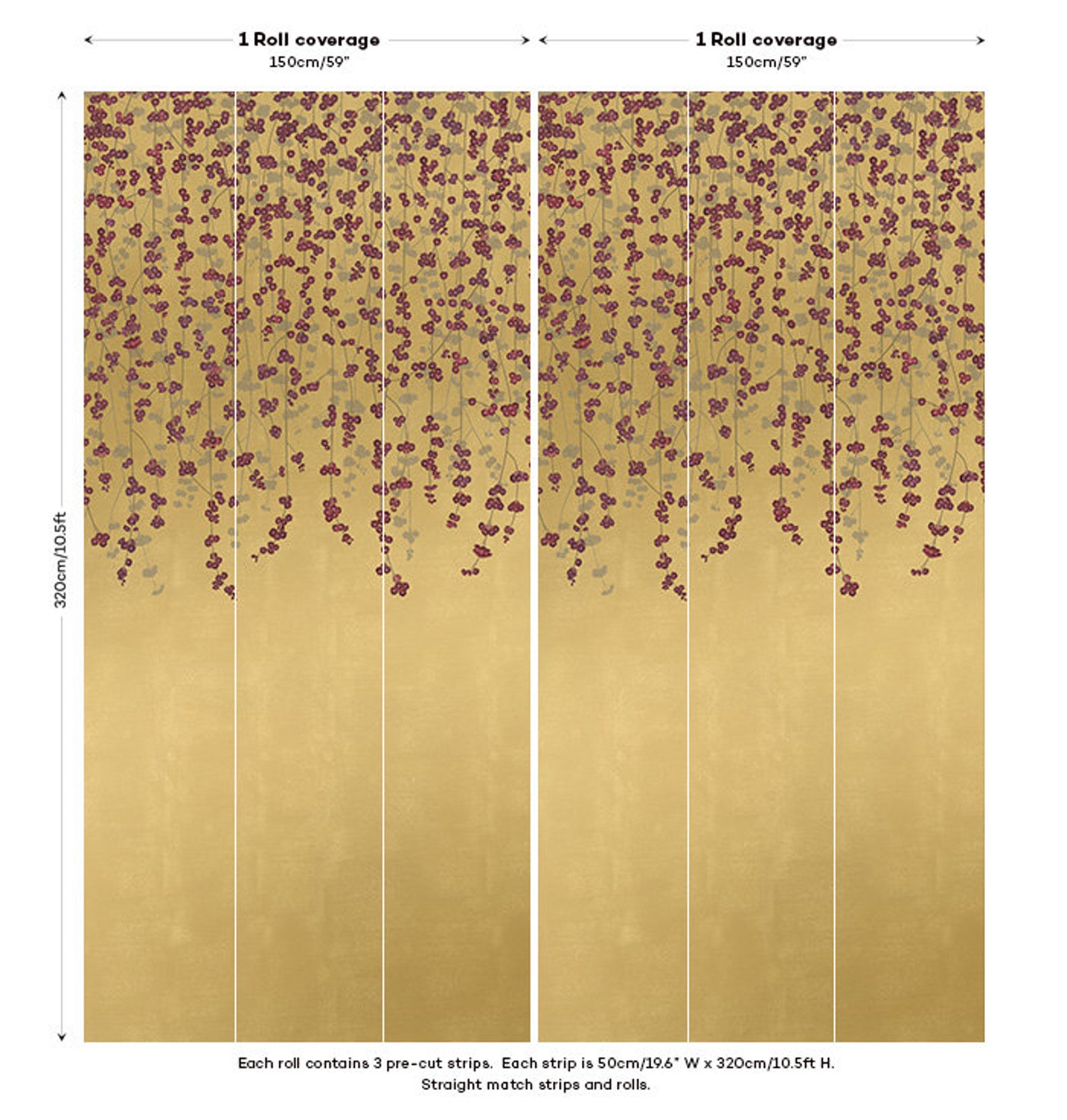 Cherry Blossom Wallpaper Gold Metallic Chinoiserie Wallpaper - Etsy