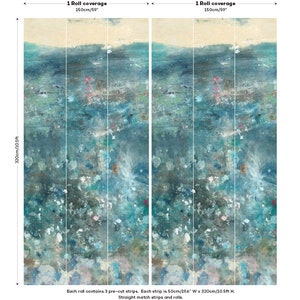 Watercolour blue abstract wallpaper, paste the wall mural, removable peel and stick image 5